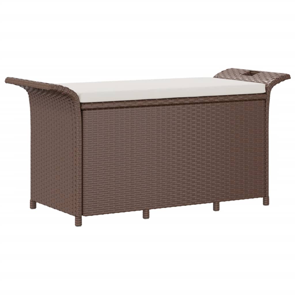 Panca da Giardino con Cuscino Marrone 116x46x57cm in Polyrattan 363419