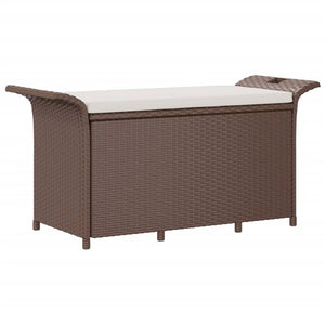 Panca da Giardino con Cuscino Marrone 116x46x57cm in Polyrattan 363419