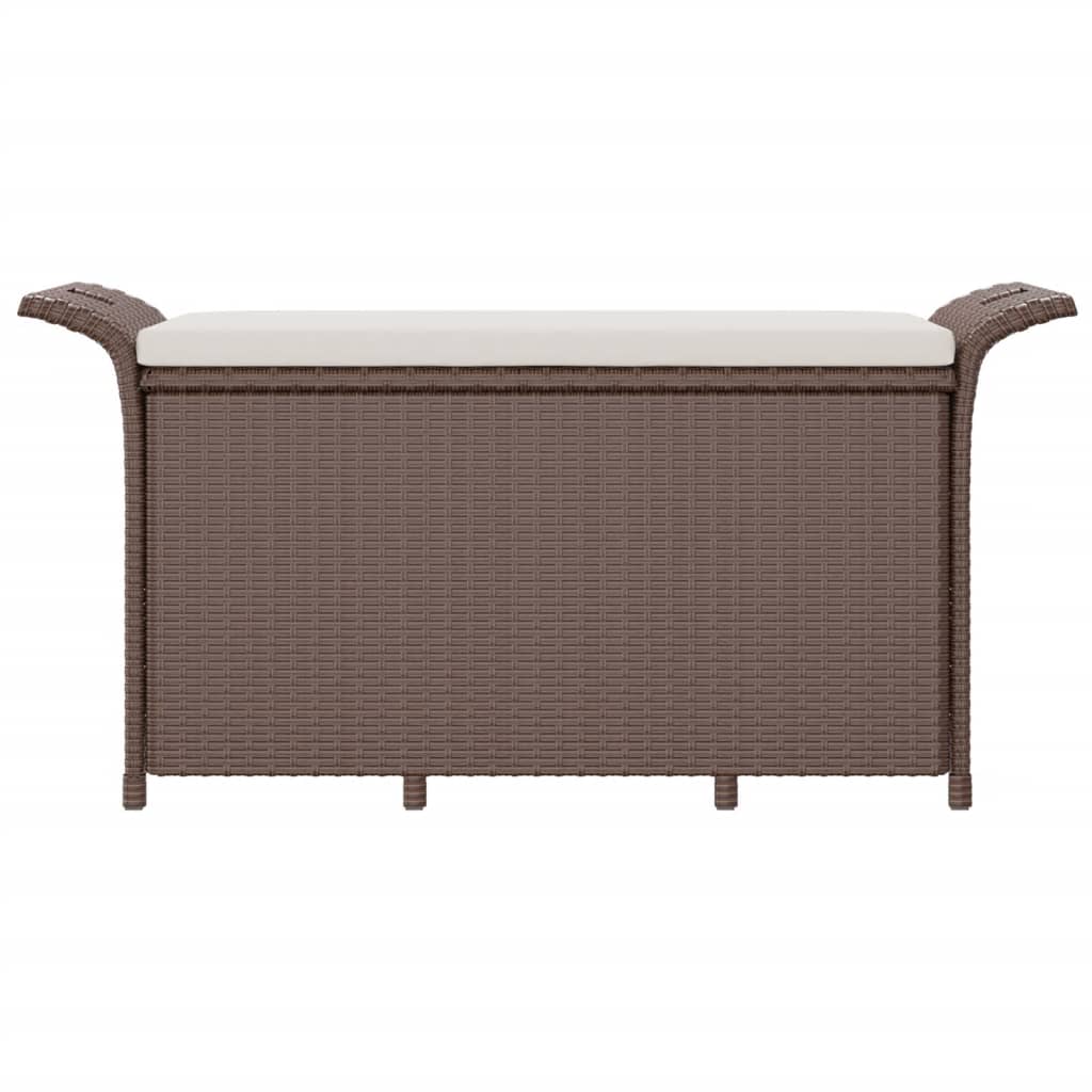 Panca da Giardino con Cuscino Marrone 116x46x57cm in Polyrattan 363419