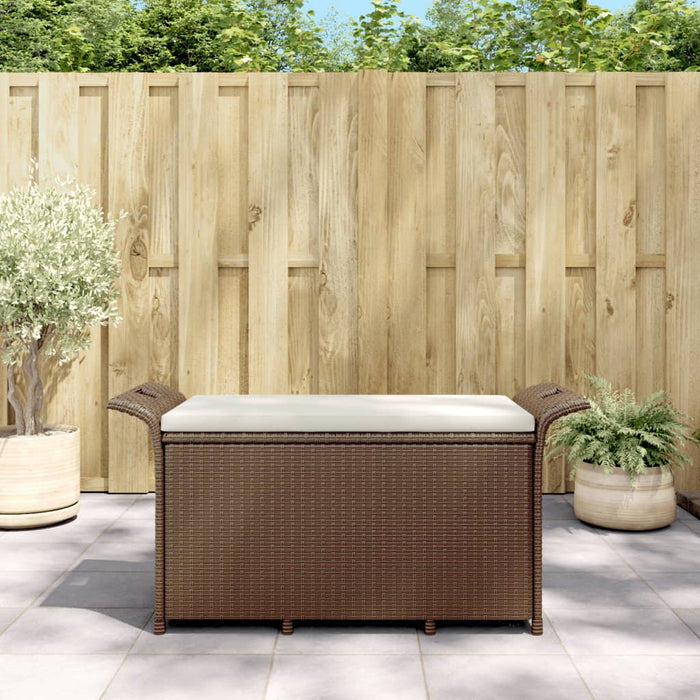 Panca da Giardino con Cuscino Marrone 116x46x57cm in Polyrattan 363419
