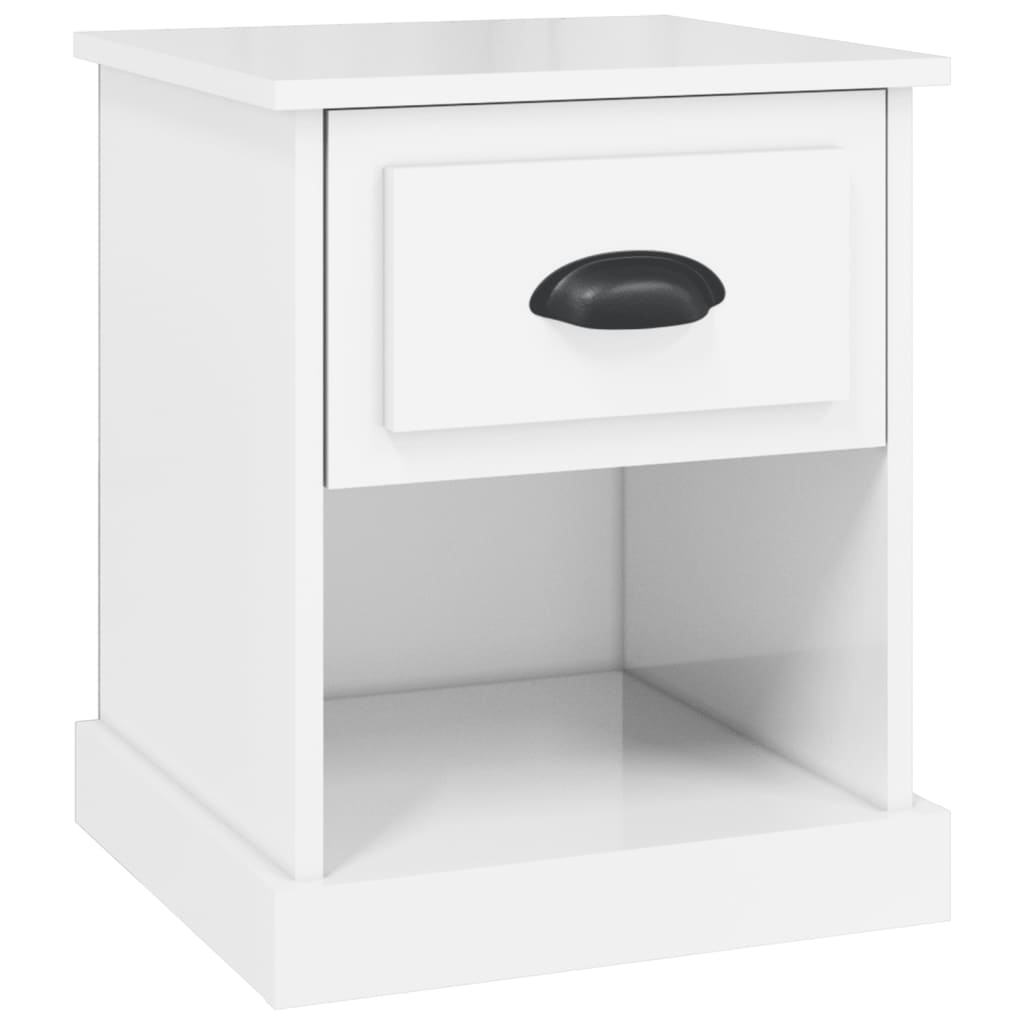 Comodino Bianco Lucido 39x39x47,5 cm in Legno Multistrato 816132