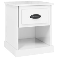 Comodino Bianco Lucido 39x39x47,5 cm in Legno Multistrato 816132