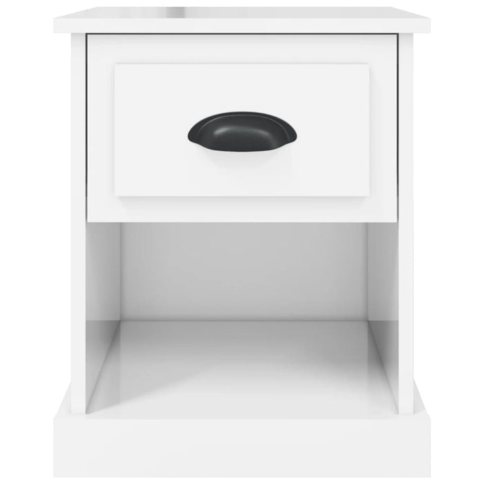 Comodino Bianco Lucido 39x39x47,5 cm in Legno Multistrato 816132