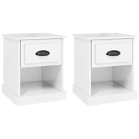 Comodini 2 pz Bianco Lucido 39x39x47,5 cm in Legno Multistrato 816133