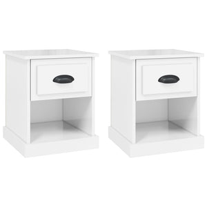 Comodini 2 pz Bianco Lucido 39x39x47,5 cm in Legno Multistrato 816133