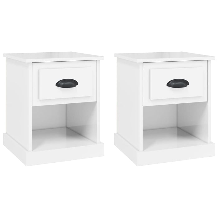 Comodini 2 pz Bianco Lucido 39x39x47,5 cm in Legno Multistrato 816133
