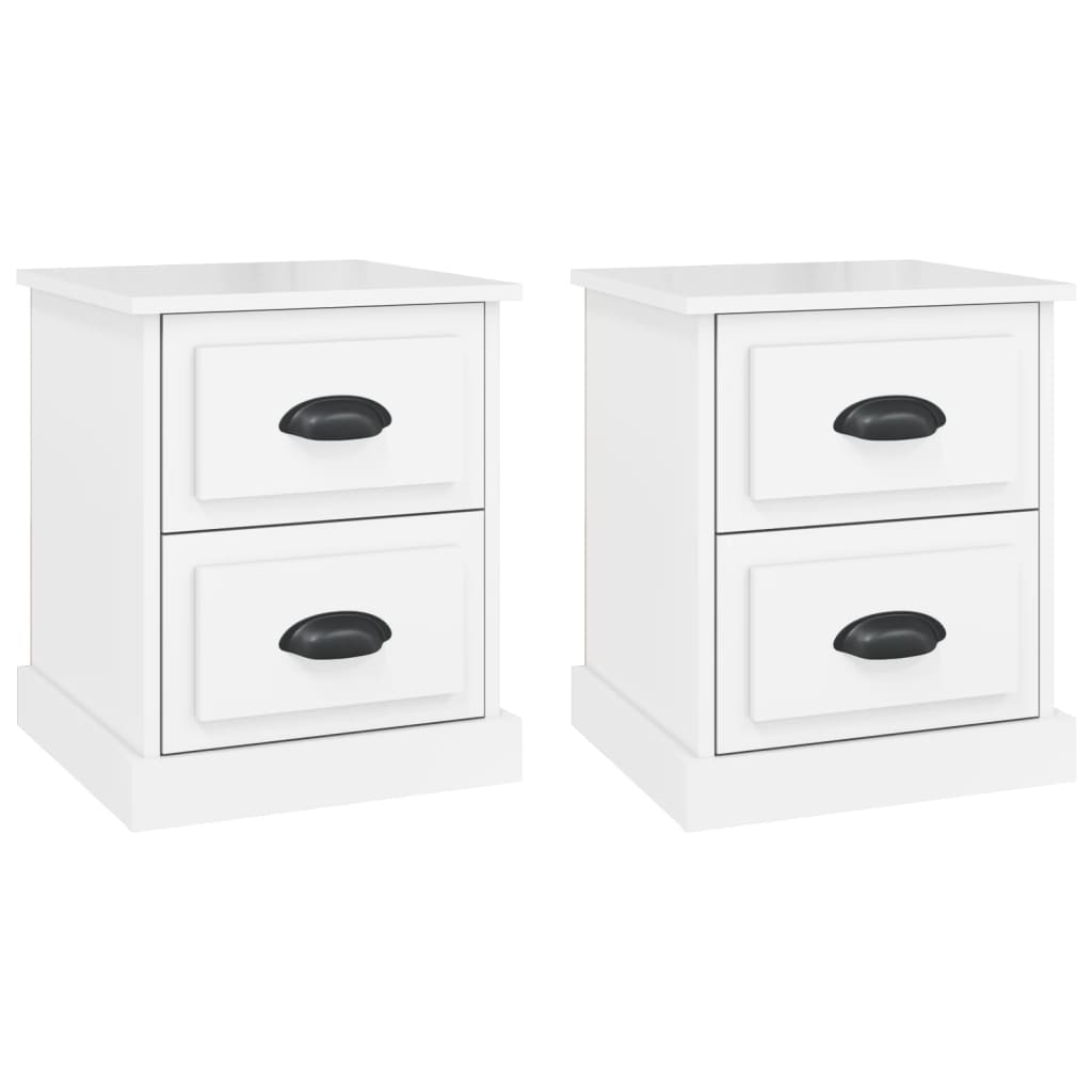 Comodini 2 pz Bianco Lucido 39x39x47,5 cm in Legno Multistrato 816149