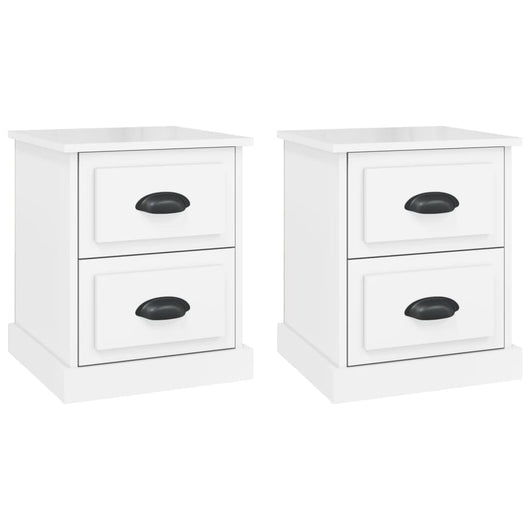 Comodini 2 pz Bianco Lucido 39x39x47,5 cm in Legno Multistrato 816149