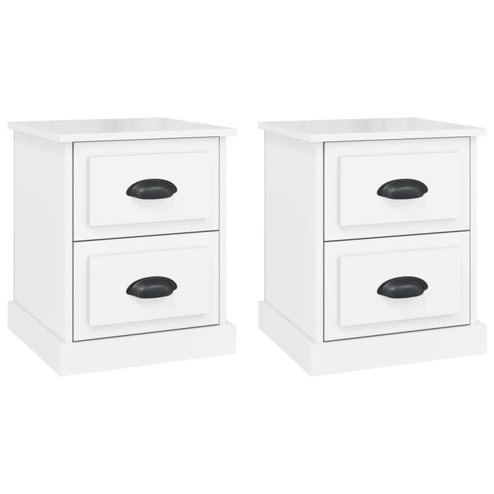 Comodini 2 pz Bianco Lucido 39x39x47,5 cm in Legno Multistrato 816149