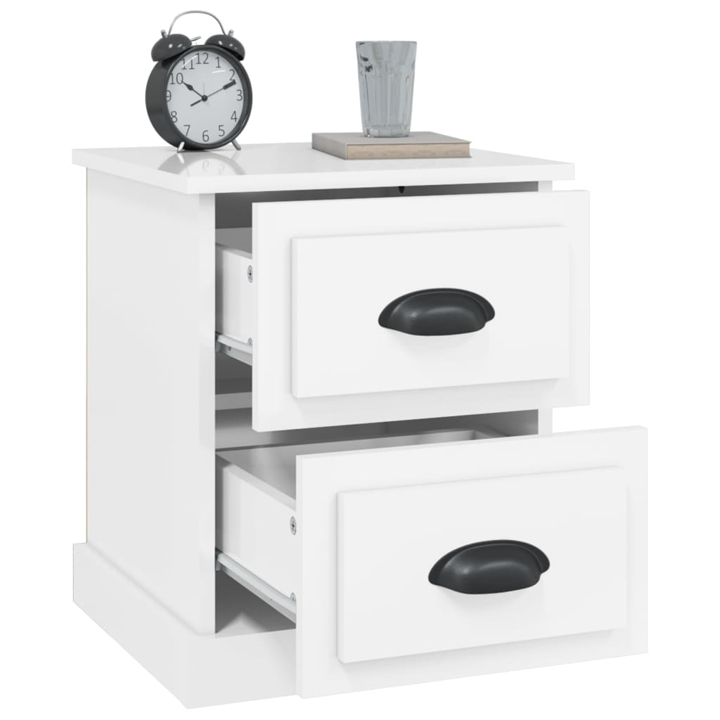 Comodini 2 pz Bianco Lucido 39x39x47,5 cm in Legno Multistrato 816149