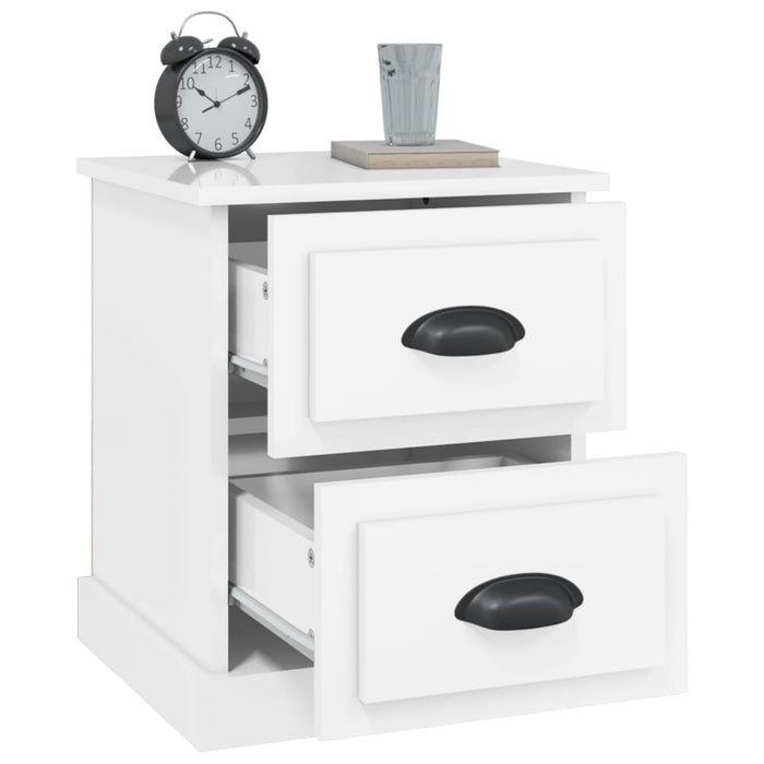 Comodini 2 pz Bianco Lucido 39x39x47,5 cm in Legno Multistrato 816149