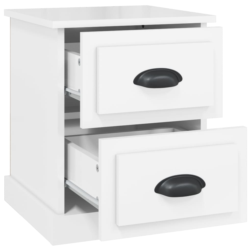Comodini 2 pz Bianco Lucido 39x39x47,5 cm in Legno Multistrato 816149