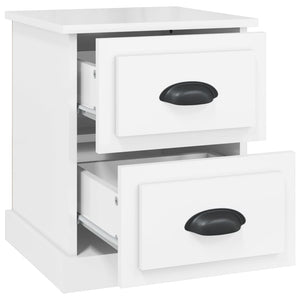 Comodini 2 pz Bianco Lucido 39x39x47,5 cm in Legno Multistrato 816149
