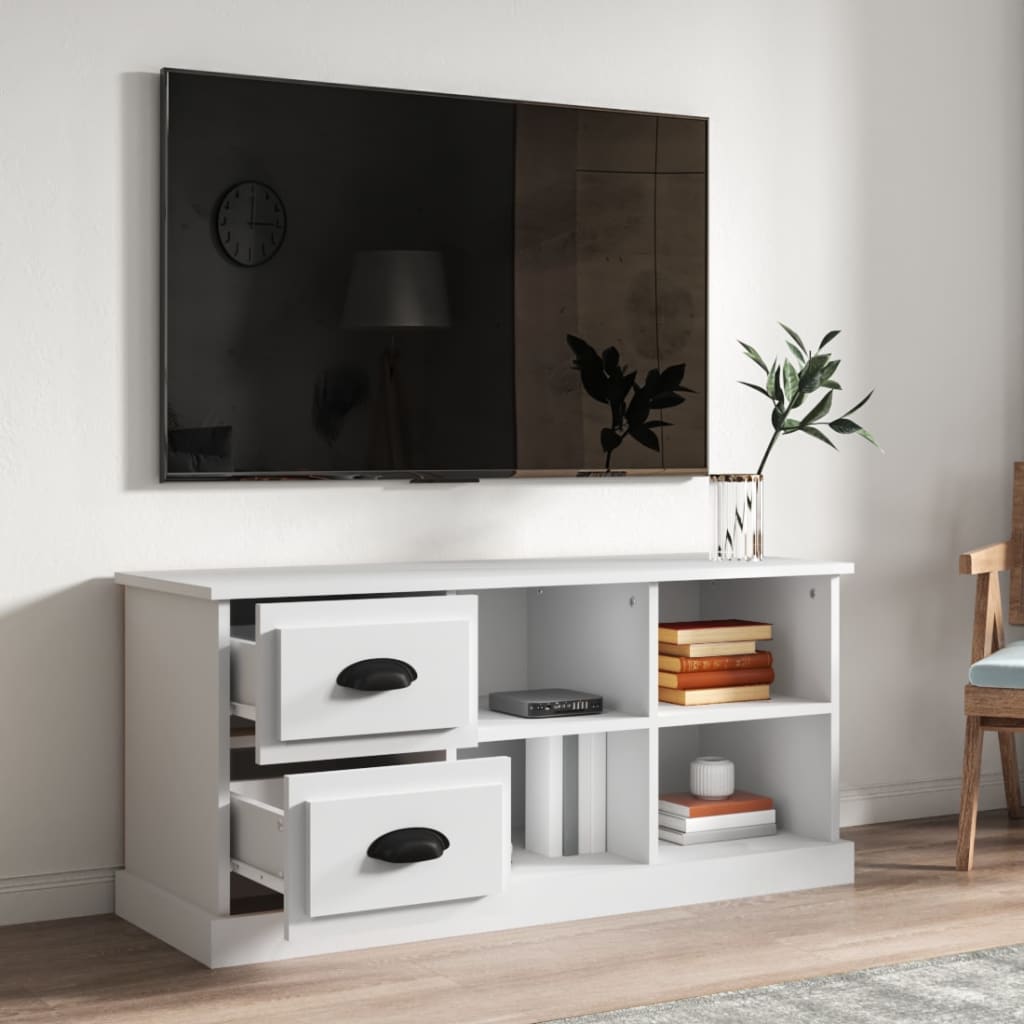 Mobile Porta TV-Mobile per TV-Credenza TV Bianco 102x35,5x47,5 cm in Legno Multistrato