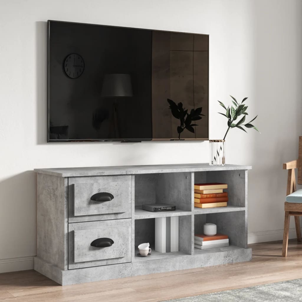 Mobile TV-Credenza TV-Console TV Grigio Cemento 102x35,5x47,5 cm in Legno Multistrato