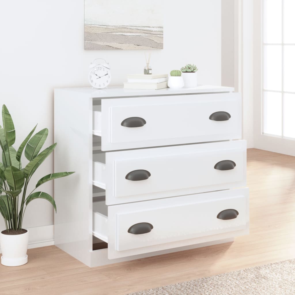 Credenza Bianco Lucido 70x35,5x67,5 cm in Legno Multistrato 816226