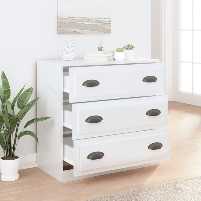 Credenza Bianco Lucido 70x35,5x67,5 cm in Legno Multistrato 816226