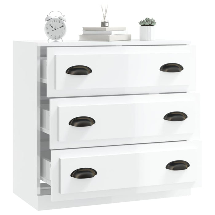 Credenza Bianco Lucido 70x35,5x67,5 cm in Legno Multistrato 816226