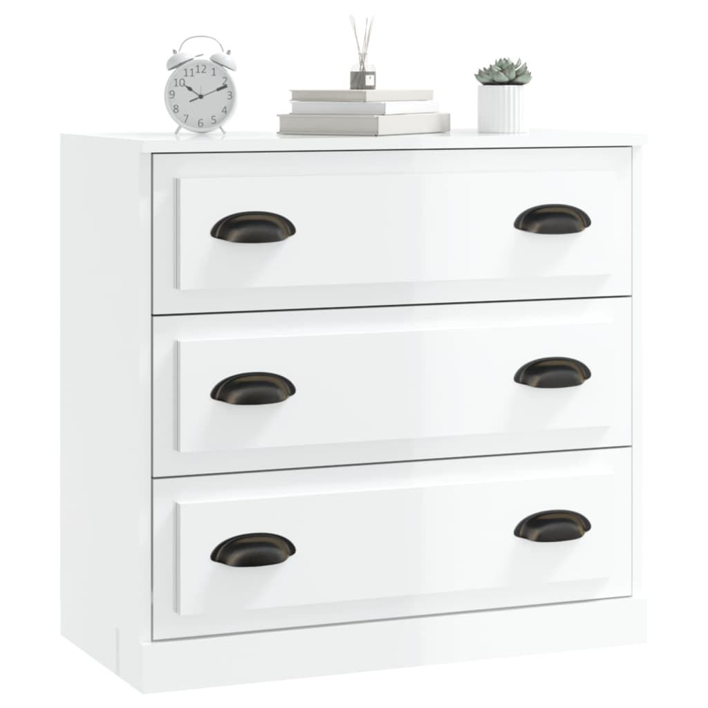 Credenza Bianco Lucido 70x35,5x67,5 cm in Legno Multistrato 816226
