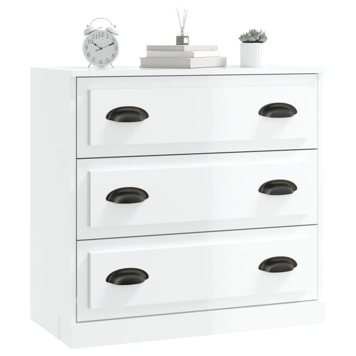 Credenza Bianco Lucido 70x35,5x67,5 cm in Legno Multistrato 816226