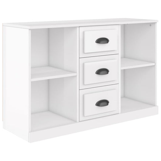 Credenza Bianco Lucido 104,5x35,5x67,5 cm in Legno Multistrato 816234