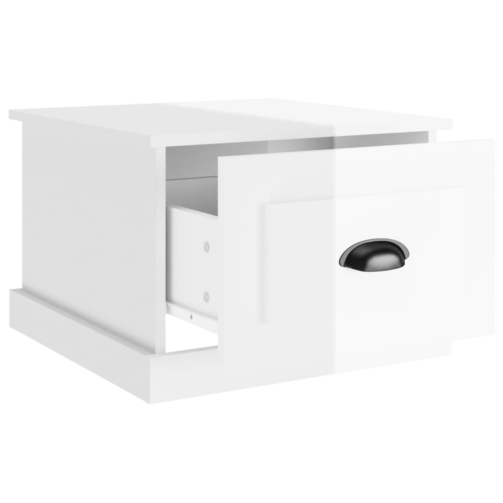 Tavolino da Salotto Bianco Lucido 50x50x35 cm Legno Multistrato 816250