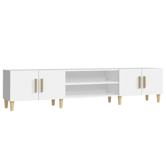 Mobile TV-Credenza TV-Console TV Bianco 180x31,5x40 cm in Legno Massello di Argilla 152032