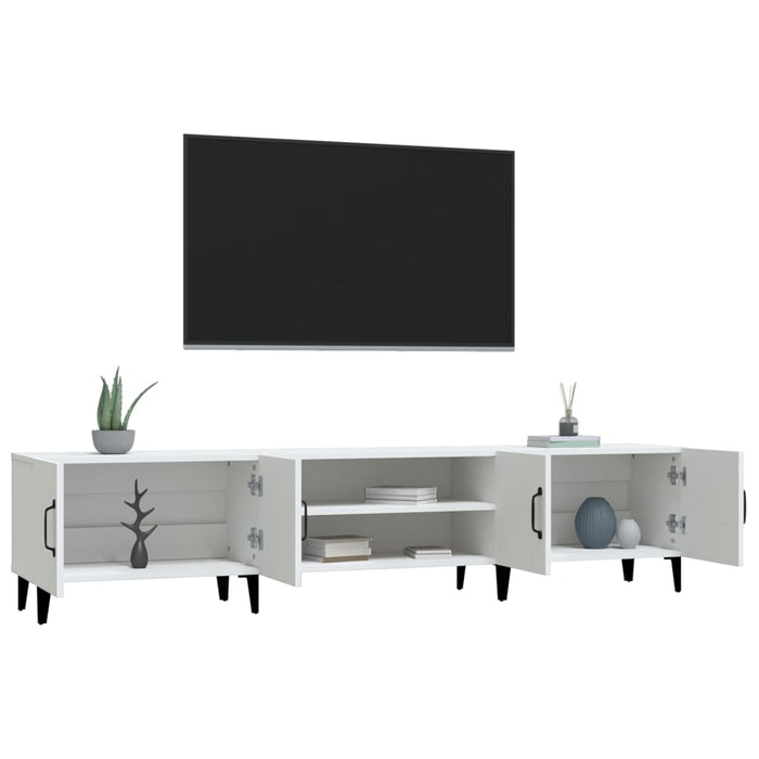 Mobile TV-Credenza TV-Console TV Bianco 180x31,5x40 cm in Legno Massello di Argilla 483043