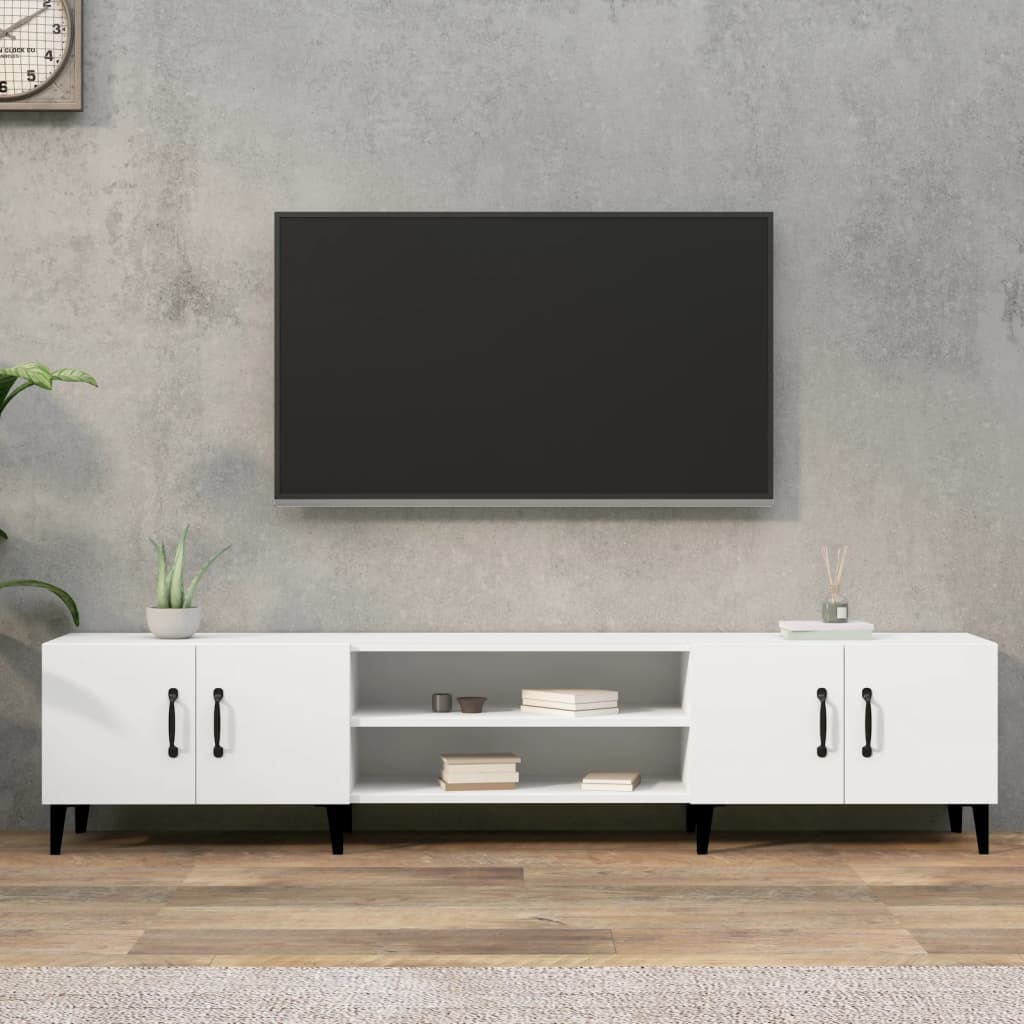 Mobile TV-Credenza TV-Console TV Bianco 180x31,5x40 cm in Legno Massello di Argilla 483043