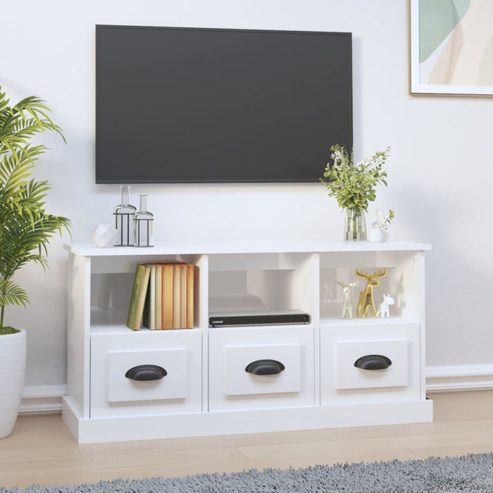 Mobile Porta TV Bianco Lucido 100x35x50 cm in Legno Multistratocod mxl 81975