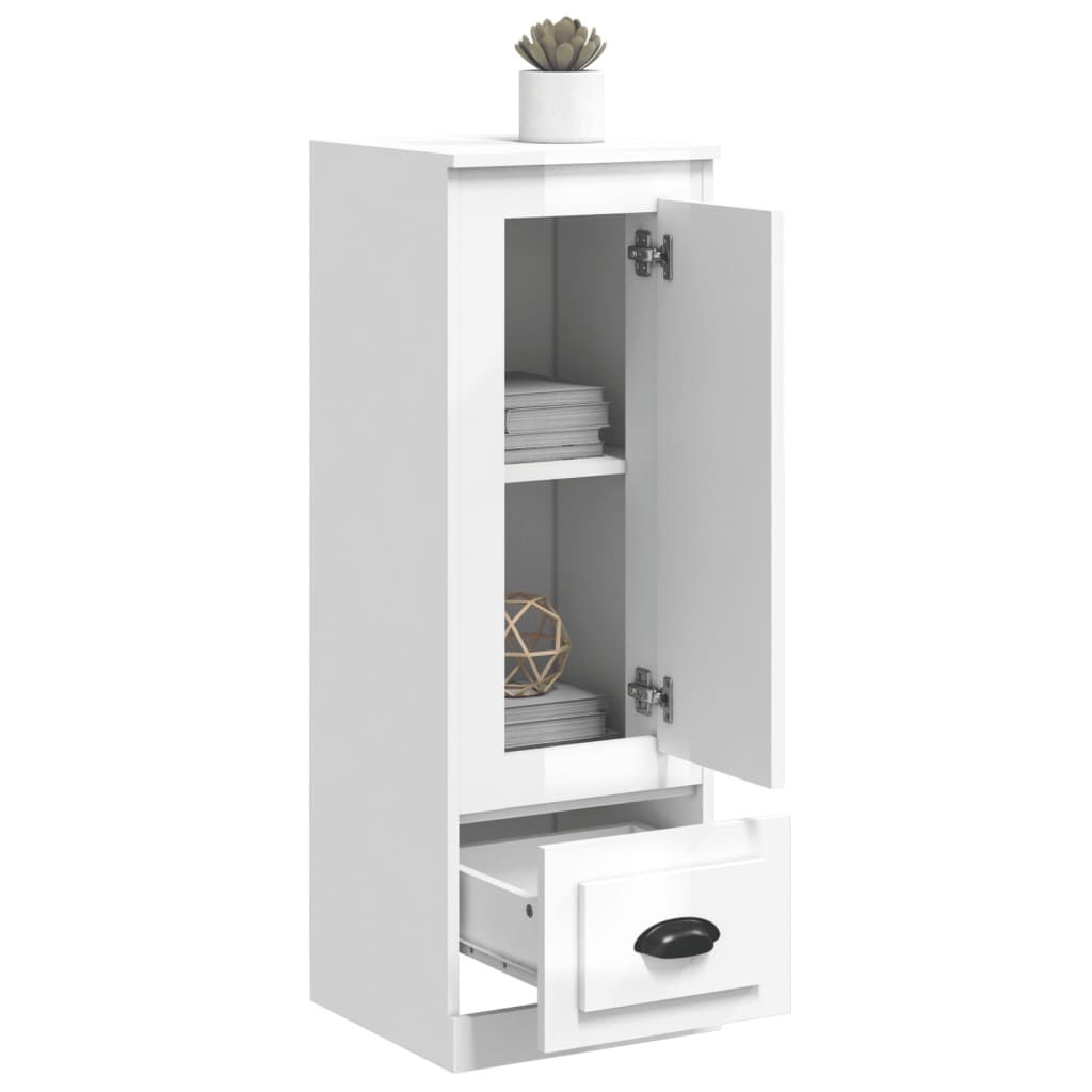 Credenza Bianco Lucido 36x35,5x103,5 cm in Legno Multistrato 816306