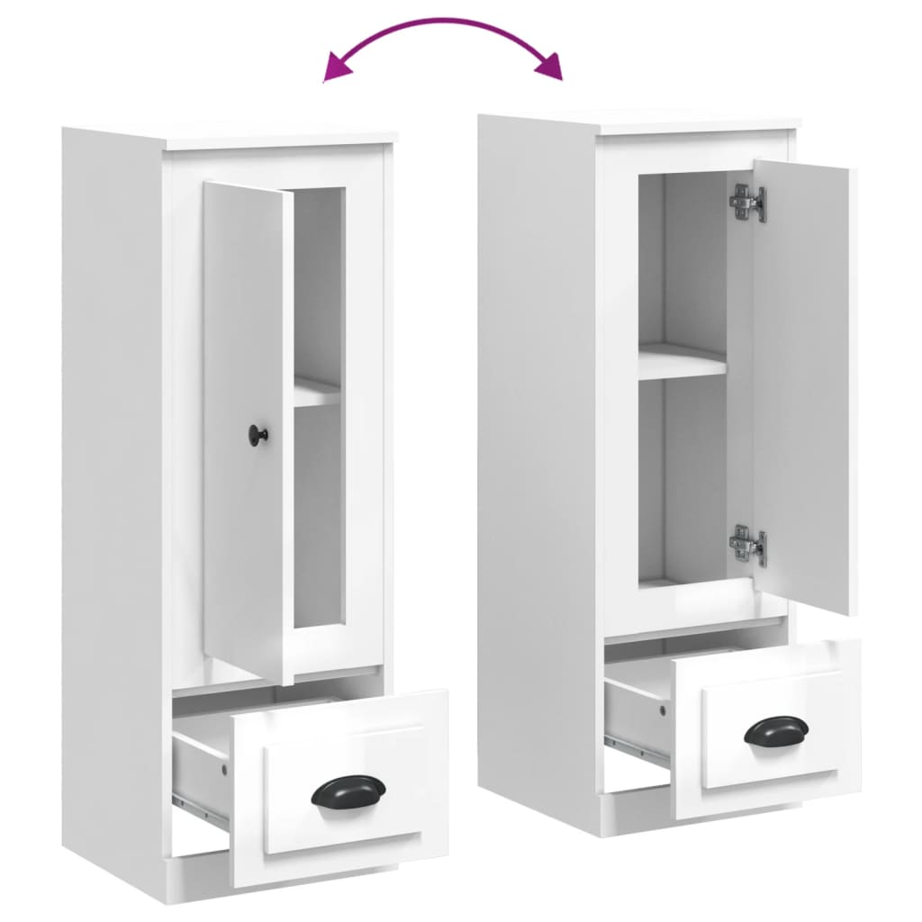 Credenza Bianco Lucido 36x35,5x103,5 cm in Legno Multistrato 816306