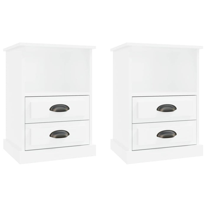 Comodini 2 pz-Set di 2 Tavolino da notte Bianco Lucido 43x36x60 cm