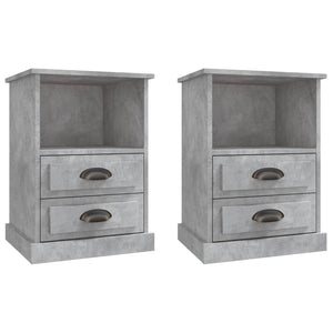 Comodini 2 pz-Set di 2 Tavolino da notte Grigio Cemento 43x36x60 cm