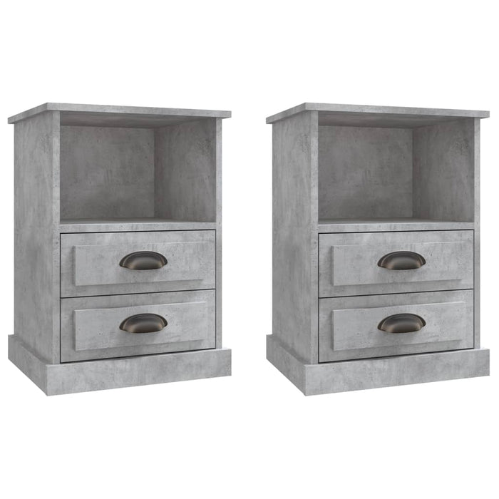 Comodini 2 pz-Set di 2 Tavolino da notte Grigio Cemento 43x36x60 cm