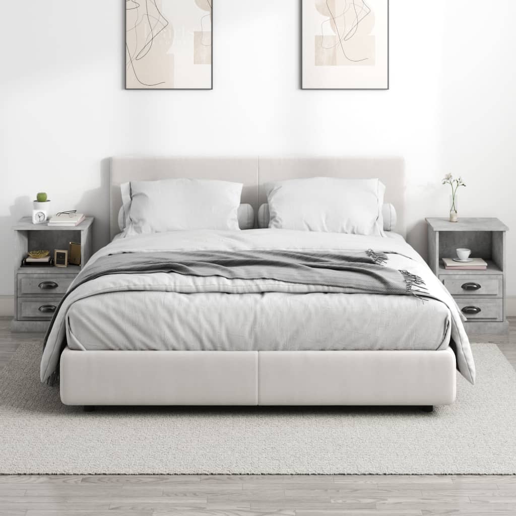 Comodini 2 pz-Set di 2 Tavolino da notte Grigio Cemento 43x36x60 cm