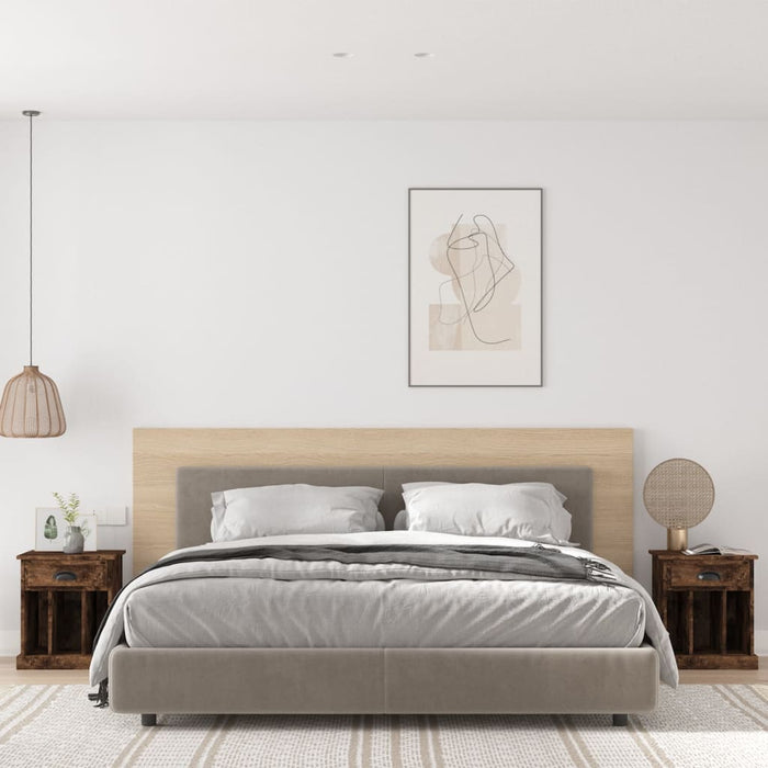 Comodini 2pz Rovere Fumo 43x36x50 cm 816355