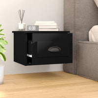 Comodino a Parete-Tavolino da notte sospeso Nero 41,5x36x28 cm