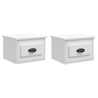Comodini a Parete 2 pz-Set di 2 Tavolino da notte Bianco Lucido 41,5x36x28 cm