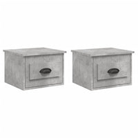 Comodini a Parete 2 pz-Set di 2 Tavolino da notte Grigio Cemento 41,5x36x28 cm