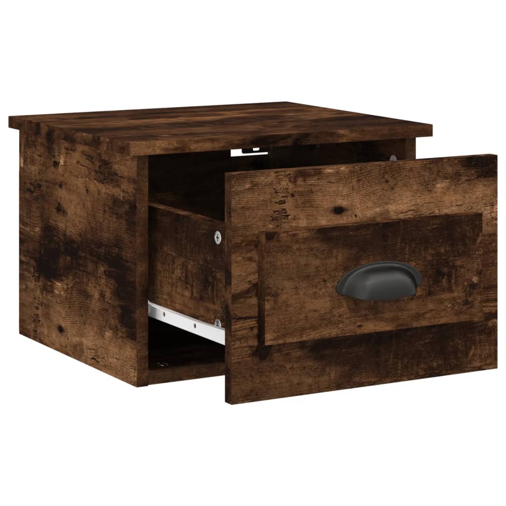 Comodino a Parete-Tavolino da notte sospeso Rovere Fumo 41,5x36x28 cm