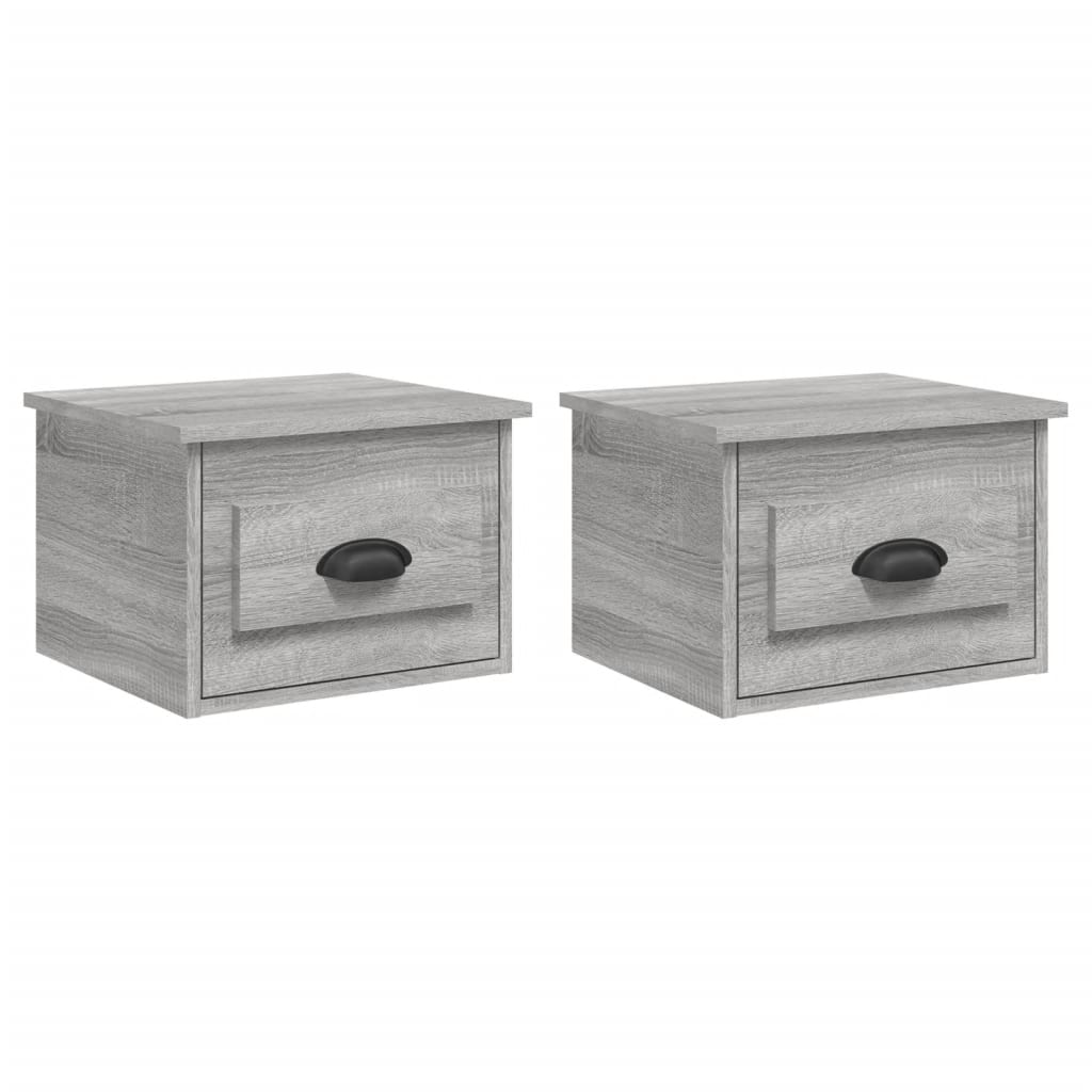 Comodini a Parete 2 pz-Set di 2 Tavolino da notte Grigio Sonoma 41,5x36x28 cm
