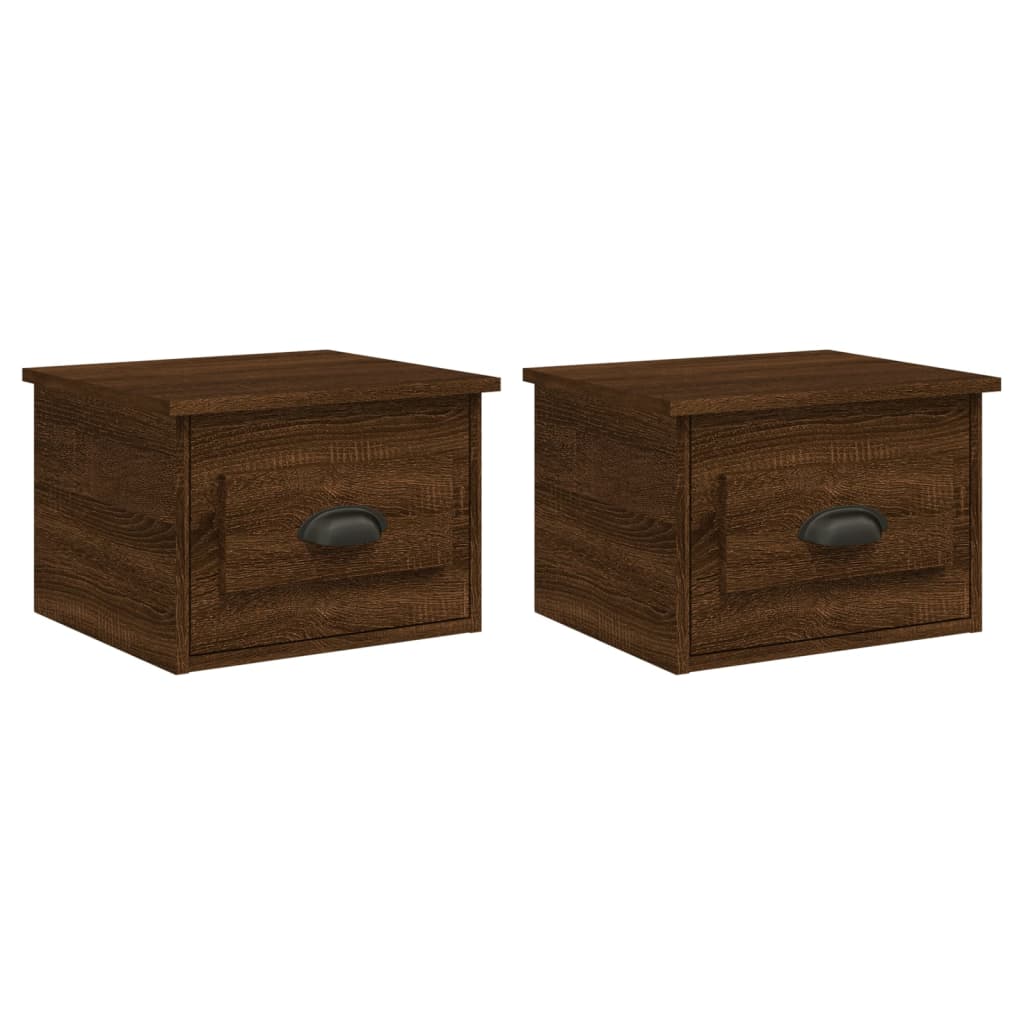 Comodini a Parete 2 pz-Set di 2 Tavolino da notte Rovere Marrone 41,5x36x28 cm