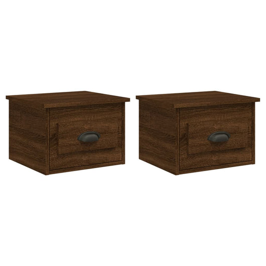 Comodini a Parete 2 pz-Set di 2 Tavolino da notte Rovere Marrone 41,5x36x28 cm
