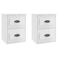 Comodini a Parete 2 pz Bianco Lucido 41,5x36x53 cm 816397