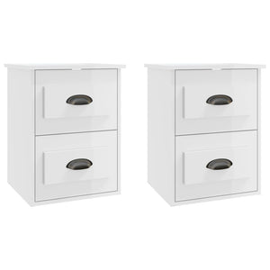 Comodini a Parete 2 pz Bianco Lucido 41,5x36x53 cm 816397
