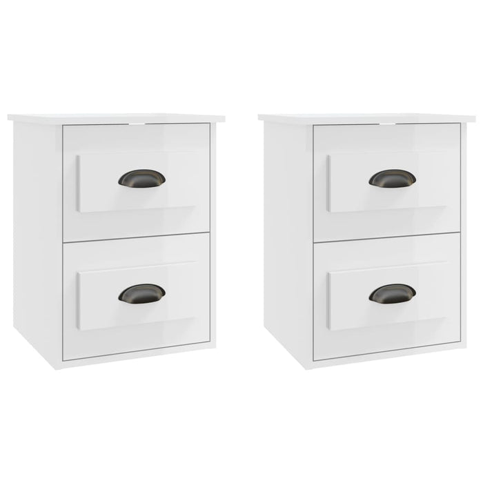 Comodini a Parete 2 pz Bianco Lucido 41,5x36x53 cm 816397