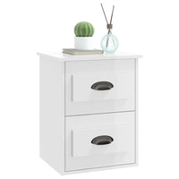 Comodini a Parete 2 pz-Set di 2 Tavolino da notte Bianco Lucido 41,5x36x53 cm