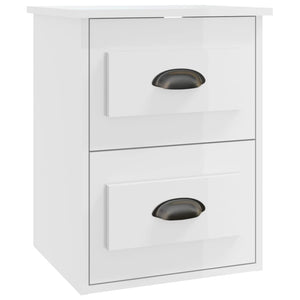 Comodini a Parete 2 pz-Set di 2 Tavolino da notte Bianco Lucido 41,5x36x53 cm
