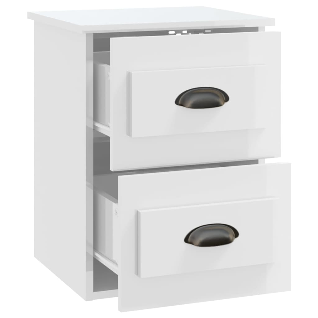 Comodini a Parete 2 pz Bianco Lucido 41,5x36x53 cm 816397